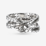 Anello a Fascia Texture a Intreccio con Serpente in Argento 925
