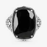 Mermaid Texture Chevalier Ring with Black Spinel