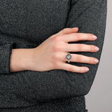 Mermaid Texture Ring with Natural Stone and Pavé