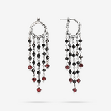 Boucles d'Oreilles Chandelier avec Spinelle Noir et Grenat