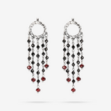Boucles d'Oreilles Chandelier avec Spinelle Noir et Grenat