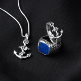 Anello Chevalier Texture Sirena con Pietra Naturale Quadrata in Argento 925