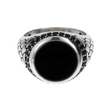 Siegelring mit rundem Stein und Meerjungfrau-Textur