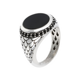 Siegelring mit rundem Stein und Meerjungfrau-Textur