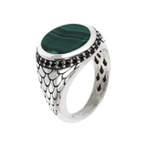 Siegelring mit rundem Stein und Meerjungfrau-Textur