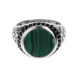 Siegelring mit rundem Stein und Meerjungfrau-Textur