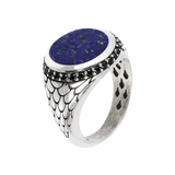 Siegelring mit rundem Stein und Meerjungfrau-Textur