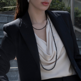 Rosary Necklace with Black Spinel or Garnet