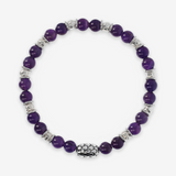 Bracelet élastique avec élément de texture de sirène et pierre naturelle d'améthyste violette