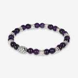 Bracelet élastique avec élément de texture de sirène et pierre naturelle d'améthyste violette