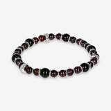 Bracelet Élastique Rondelle Texture Sirène et Pierres Naturelles Onyx et Grenat