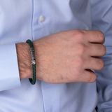 Bracelet en similicuir tressé avec fermeture texturée