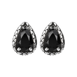 Mermaid Texture Stud Earrings with Drop Natural Stones