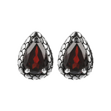 Mermaid Texture Stud Earrings with Drop Natural Stones