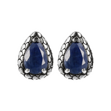 Mermaid Texture Stud Earrings with Drop Natural Stones