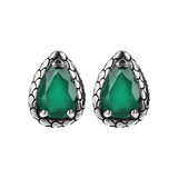 Mermaid Texture Stud Earrings with Drop Natural Stones