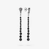 Boucles d'oreilles pendantes en fil de texture sirène avec spinelle noir