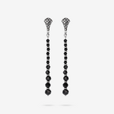 Boucles d'oreilles pendantes en fil de texture sirène avec spinelle noir