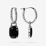 Boucles d'oreilles créoles texture sirène avec pendentif spinelle noir