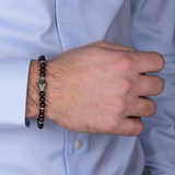 Elastic Bracelet with Natural Stones and Snake Head Element