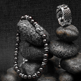 Elastic Bracelet with Natural Stones and Snake Head Element