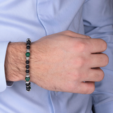 Bracelet Rondelle Texture Sirène et Pierres Naturelles Onyx et Malachite