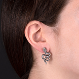 Boucles d'Oreilles Serpent avec Pierre Naturelle Agate Verte