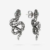 Boucles d'Oreilles Serpent avec Pierre Naturelle Agate Verte