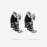 Earrings with Black Spinel and Mermaid Texture