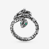Texture Snake Ring with Green Agate