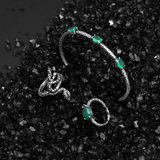 Texture Snake Ring with Green Agate