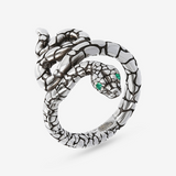 Texture Snake Ring with Green Agate