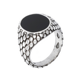Anello Chevalier Texture Drago con Tondo in Pietra Naturale in Argento 925