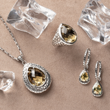 Collana in Argento 925 e Pendente a Goccia Texture Sirena con Citrino