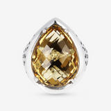 Anello Chevalier Texture Sirena con Pietra Naturale Quarzo Giallo in Argento 925