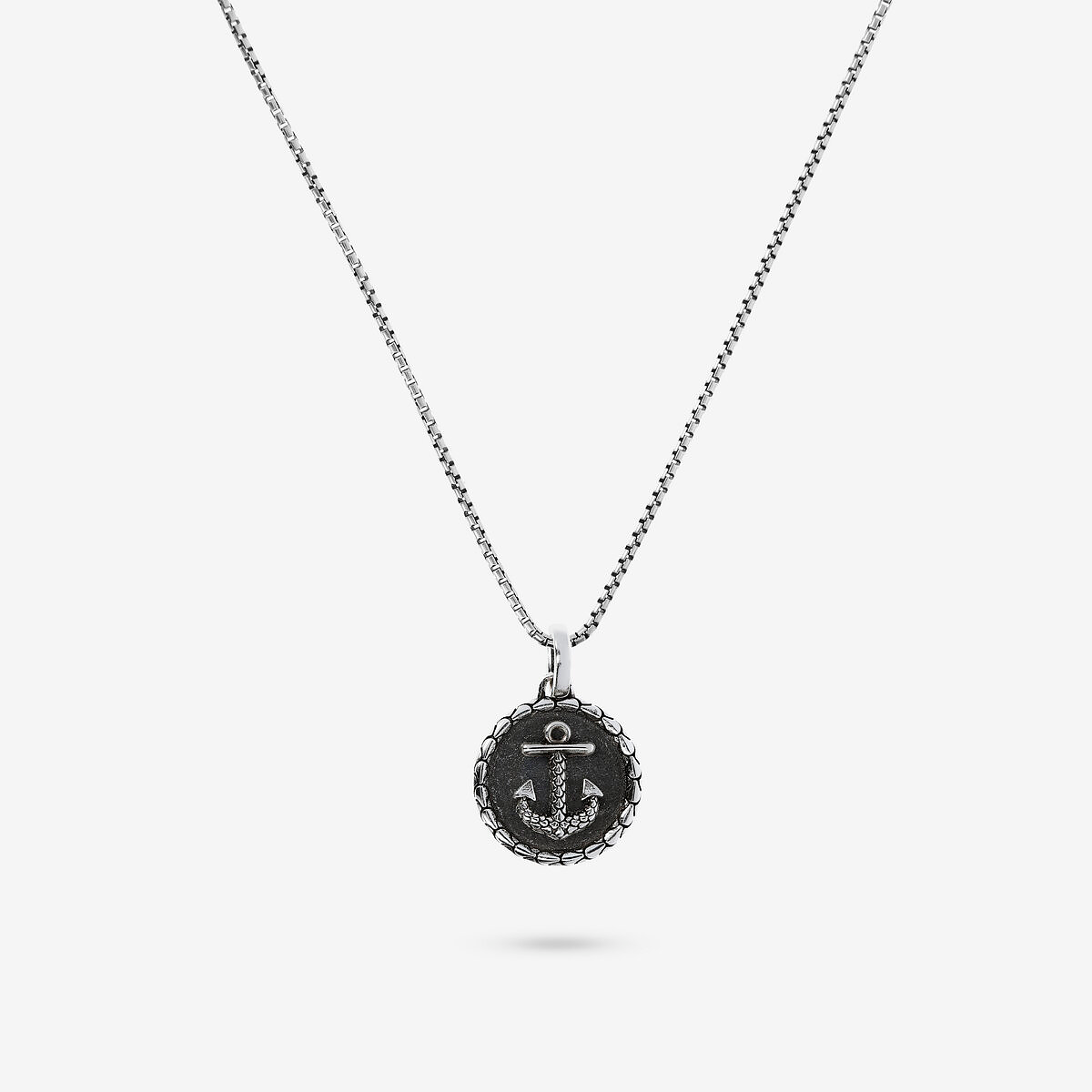Collana Tuscany Silver Con Pendente Tondo In Turchese, Argento 925 Riciclato, Catena 46 Cm