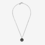 Necklace with Round Pendant Texture Mermaid and Symbol