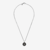 Necklace with Round Pendant Texture Mermaid and Symbol