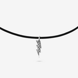 Collana con Cordino Cerato e Pendente Simbolo in Argento 925 placcato Rodio Texture Sirena