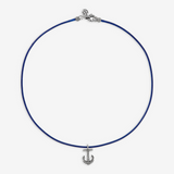 Collana con Cordino Cerato e Pendente Simbolo in Argento 925 placcato Rodio Texture Sirena