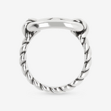 Anello Cocktail Texture Corda con Maglia Marina in Argento 925