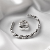 Anello a Fascia Spiga Sinuoso in Argento 925