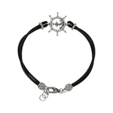 Bracelet avec cordon en coton et élément marin ancre et gouvernail