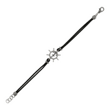 Bracelet avec cordon en coton et élément marin ancre et gouvernail