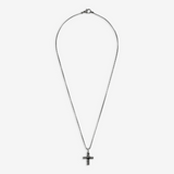 Venetian Chain Necklace with Cross Pendant and Black Spinel