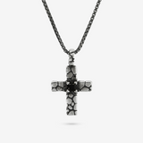 Venetian Chain Necklace with Cross Pendant and Black Spinel