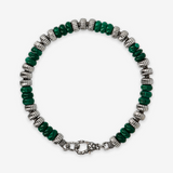 Bracciale con Rondelle e Pietra Naturale Malachite in Argento 925