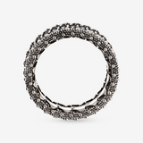 Ring with Black Spinel and Sea Urchin Textured Edges