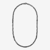 Necklace with Textured Links and Black Spinel