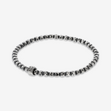 Elastic Bracelet with Faceted Spheres and Mermaid Texture Washer